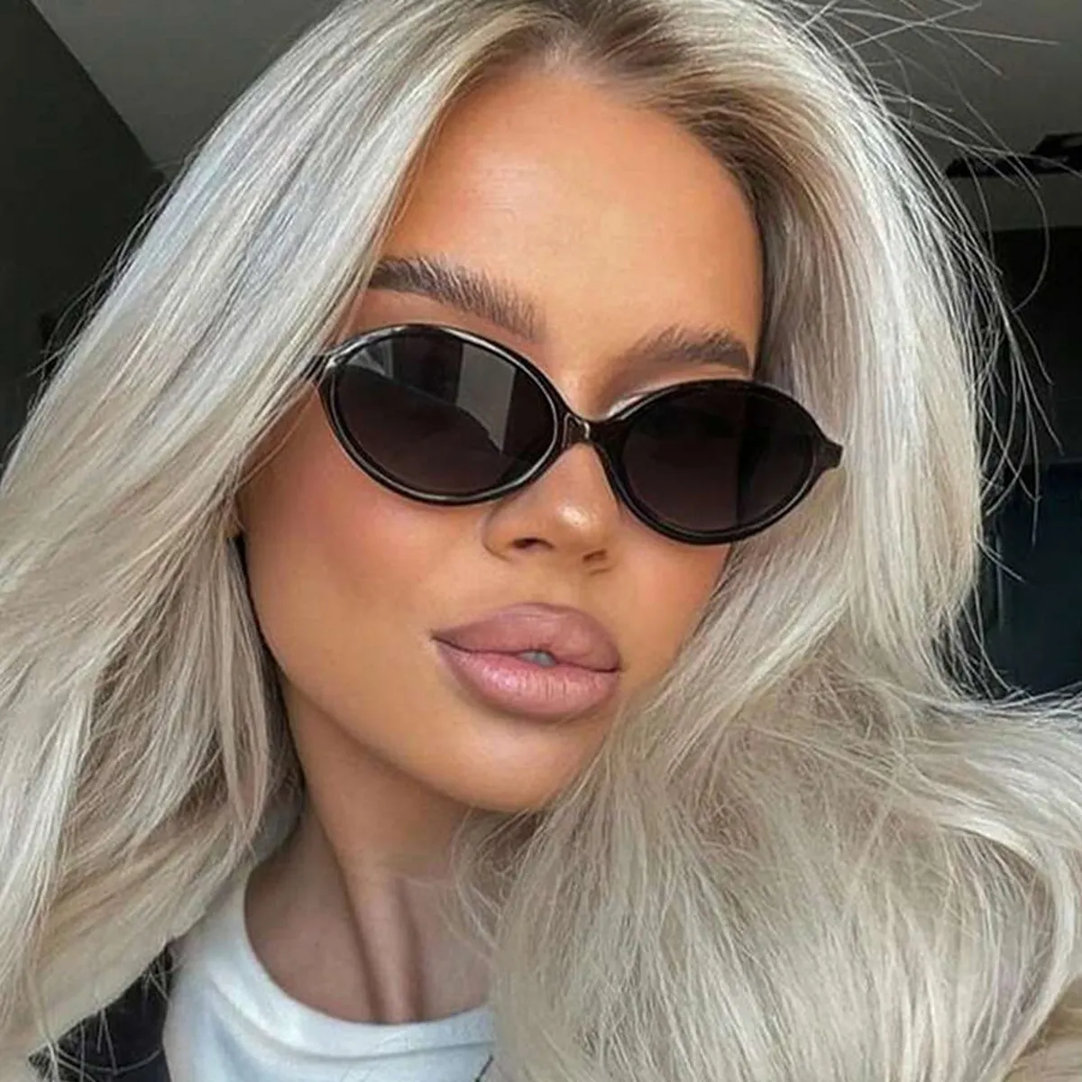 Oval Frame Tinted Lenses Sunglasses