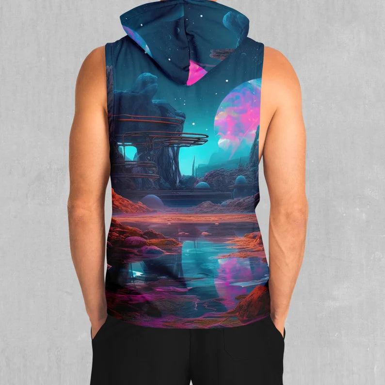 Cosmic Cove Galaxy Outer Space EDM Rave Festival Polyester Sleeveless Hoodie