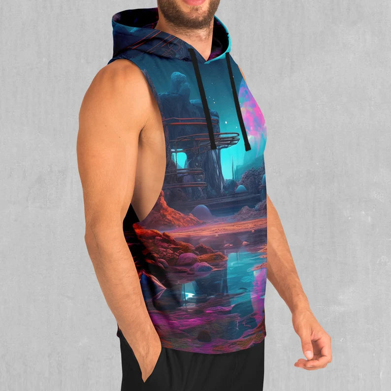 Cosmic Cove Galaxy Outer Space EDM Rave Festival Polyester Sleeveless Hoodie